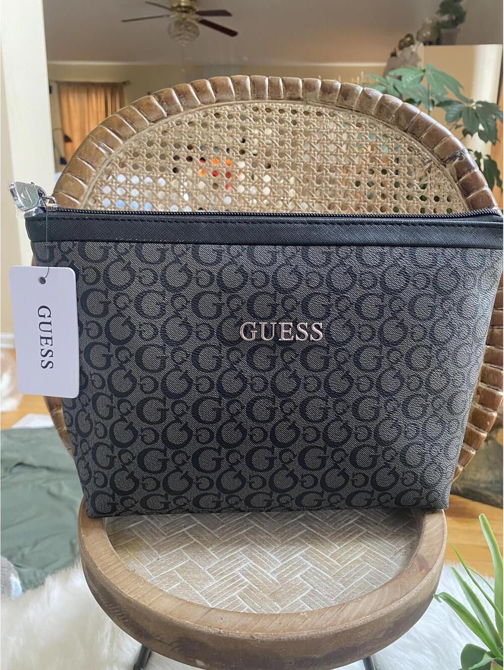 Guess Monogram Logo Cosmetic Bag